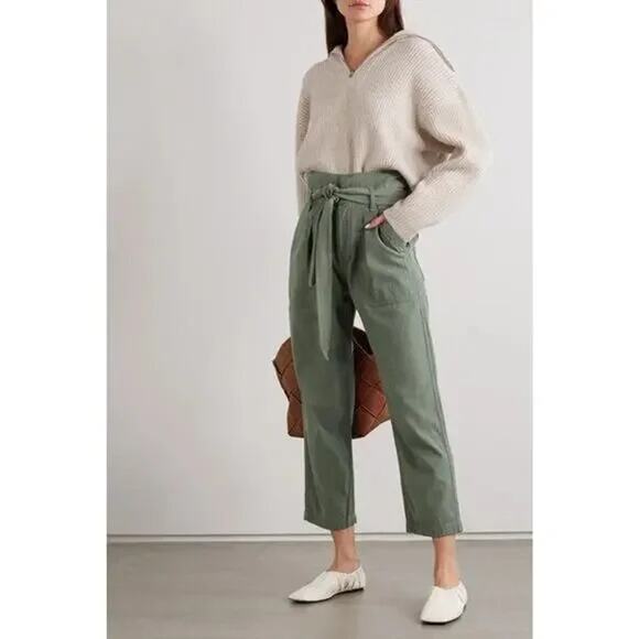 Citizens of Humanity Noelle Cotton Belted Cargo Crop Pants Green Women's Size 24 - Picture 1 of 7
